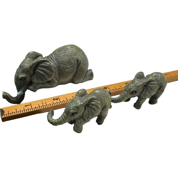 LOT Of 6 Handmade Collectible Elephant Figurines Realistic Safari Animal Decor - Picture 12 of 16